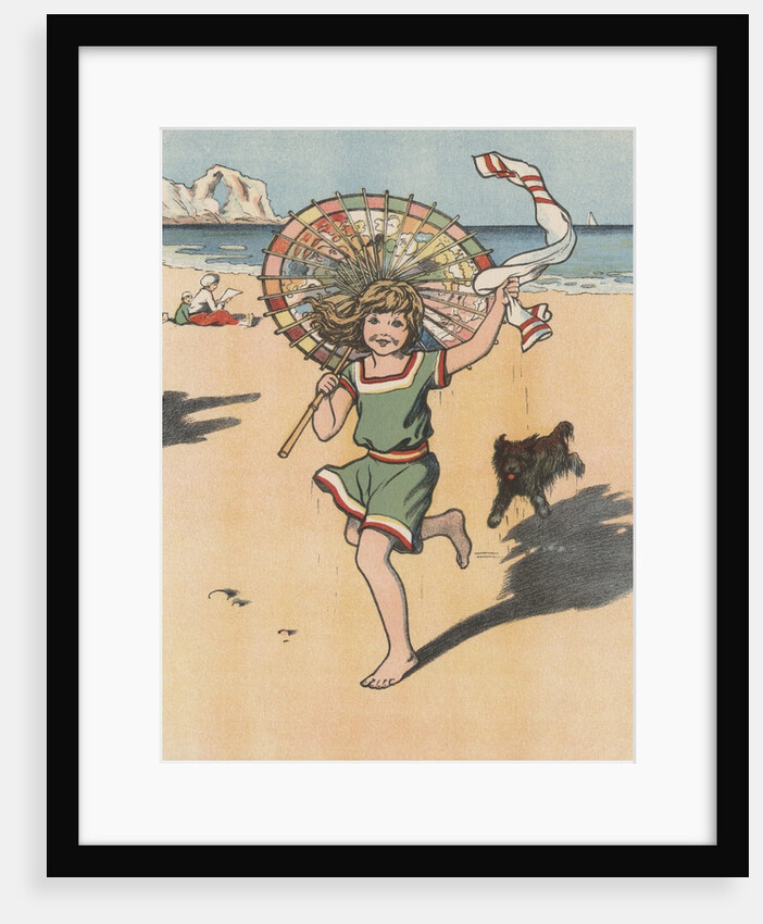 Girl running on beach by Anonymous