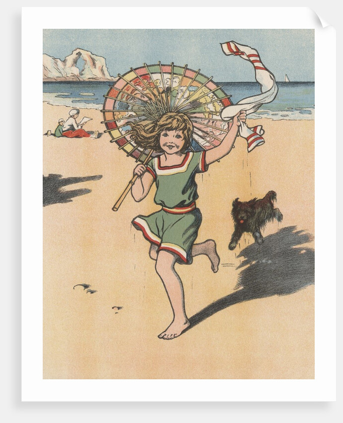 Girl running on beach by Anonymous