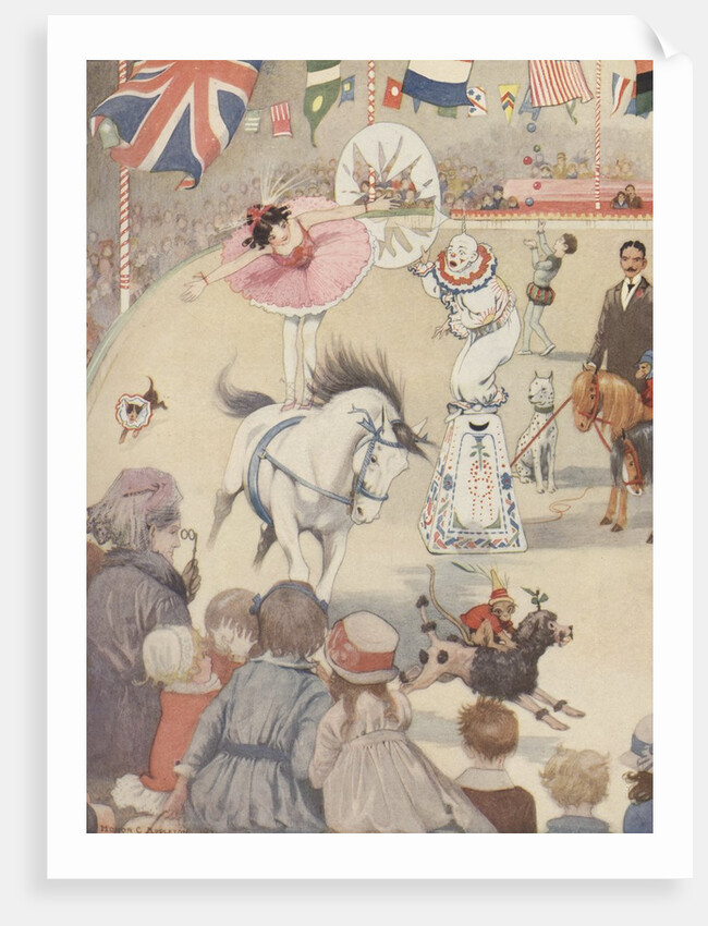 Spectators watching circus performers by Anonymous