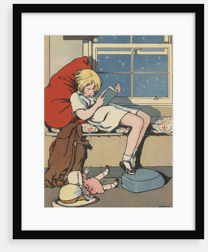 Girl reading book by Anonymous