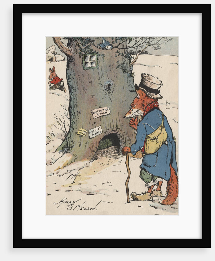 Rabbit hiding from fox visitor by Anonymous