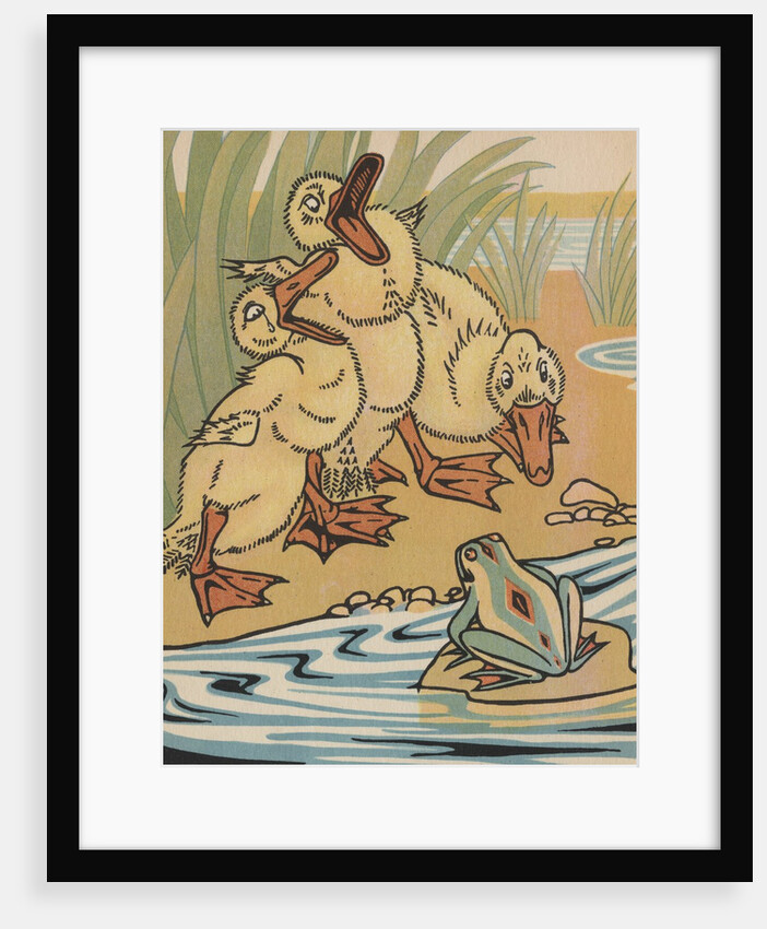 Ducklings and frog by Anonymous