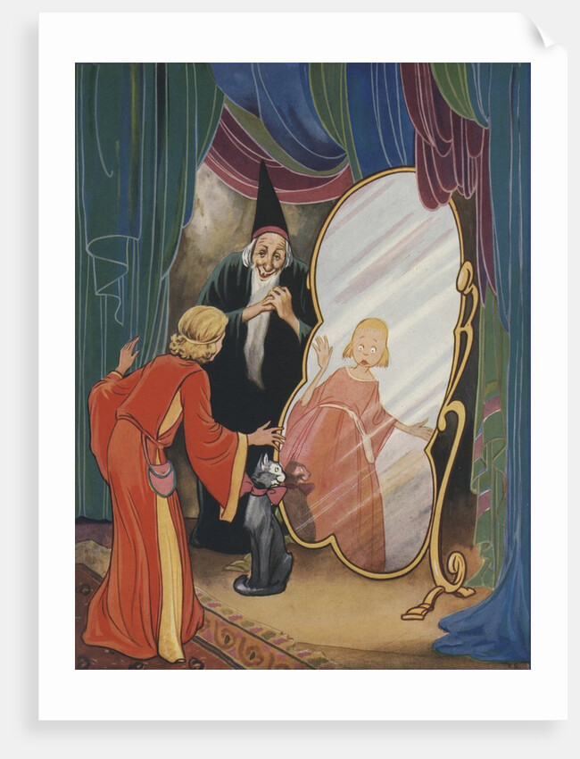 Wizard showing girl her changed reflection by Anonymous