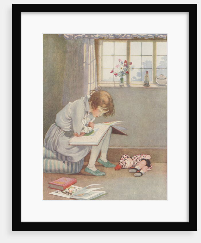 Girl reading book by Anonymous