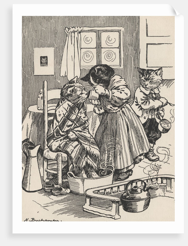 Sick cat being fed gruel by Anonymous