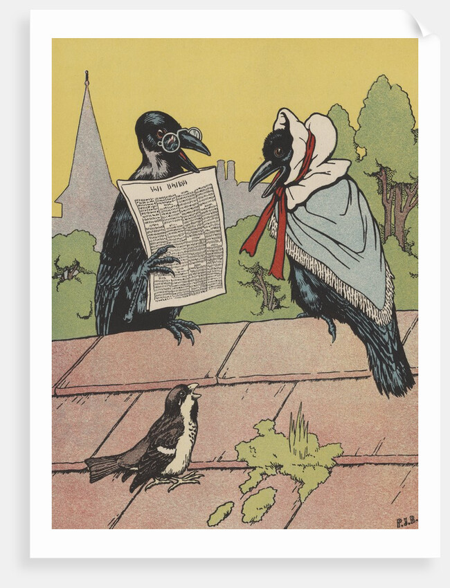 Crow couple sitting on roof by Anonymous