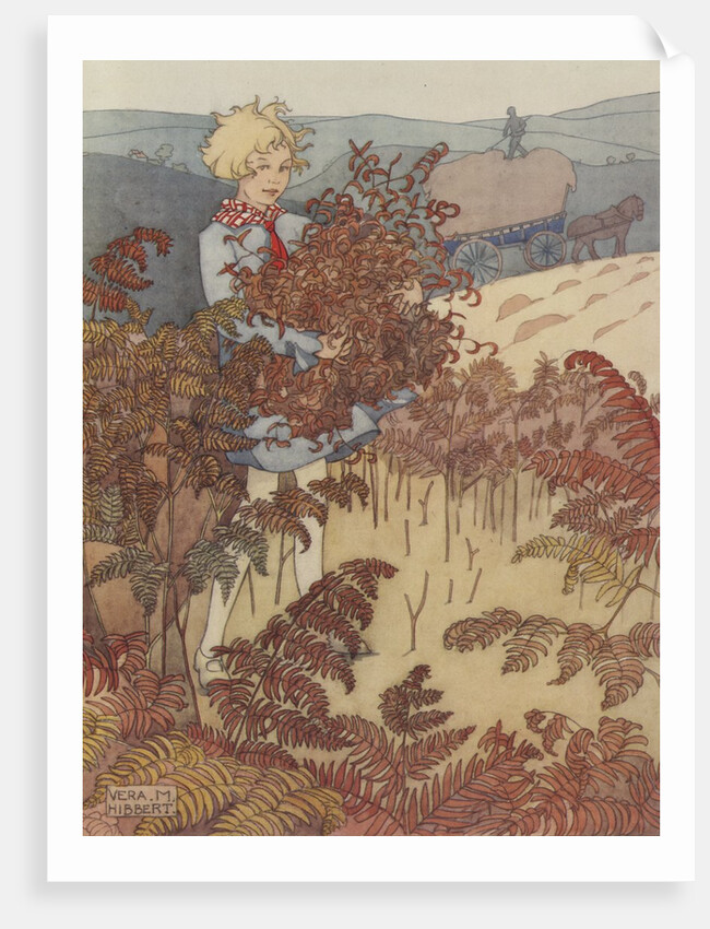 Child gathering ferns by Anonymous