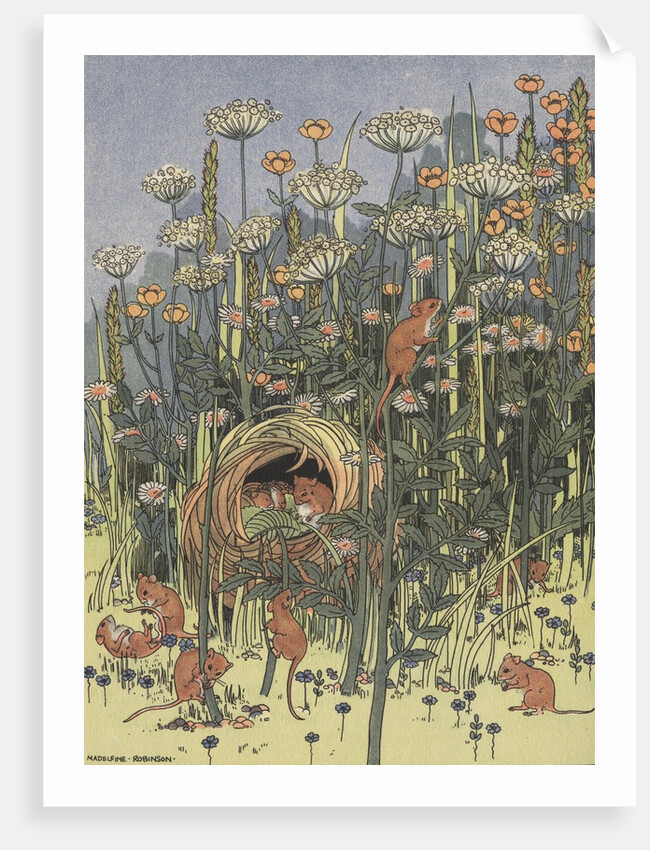 Field mice in flowers by Anonymous