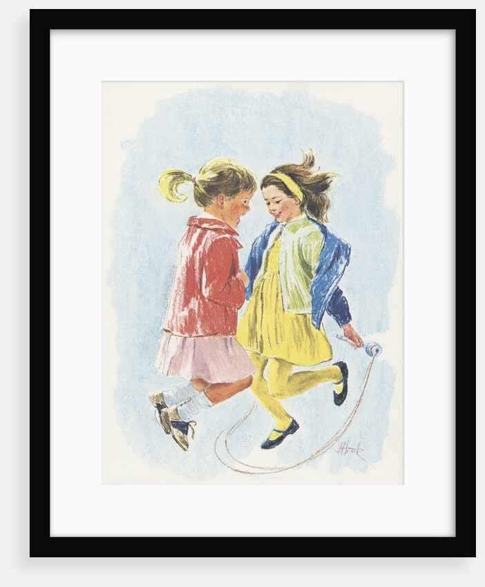 Girls jumping rope by Anonymous