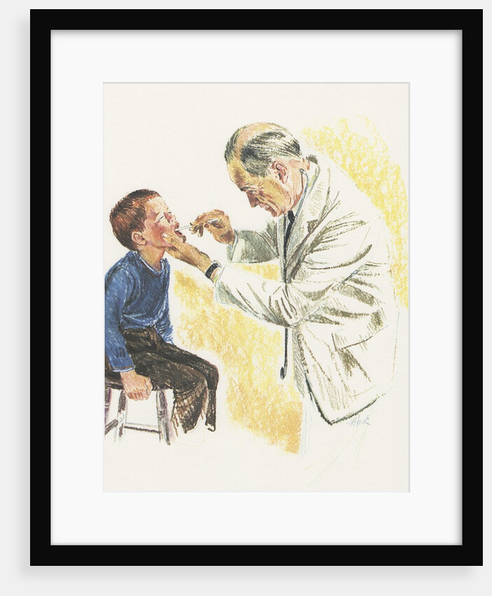 Doctor examining boy by Anonymous