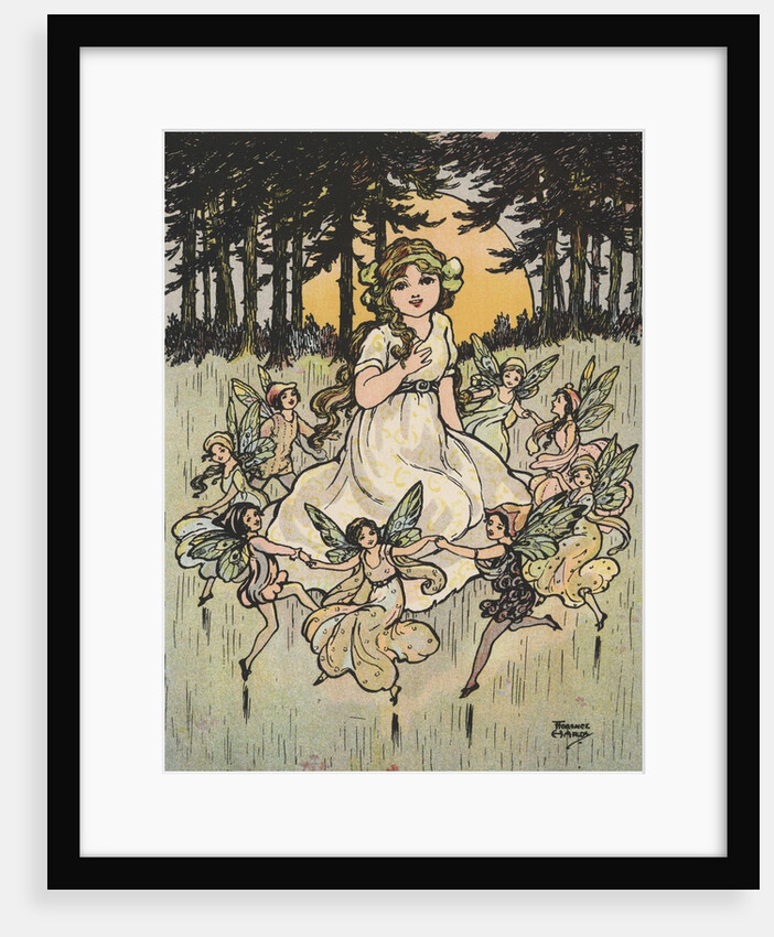 Fairies dancing around girl by Anonymous
