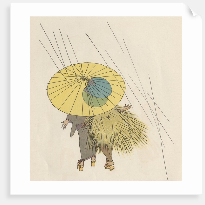 Japanese couple walking in rain by Anonymous