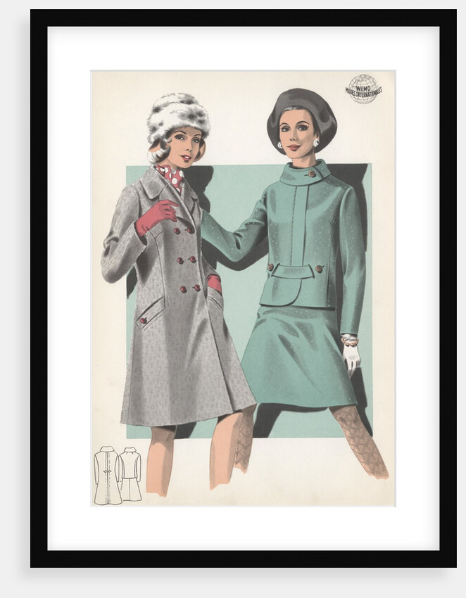 Models wearing coat and suit by Anonymous