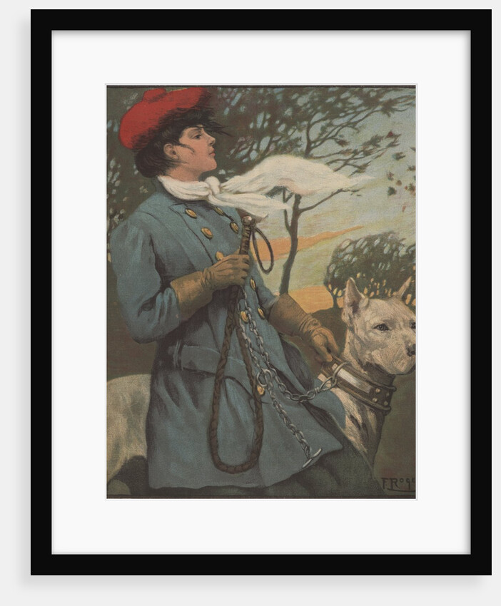 Woman and pet dog by Anonymous