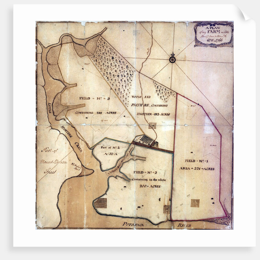 Map of farm and surrounding area drawn by George Washington