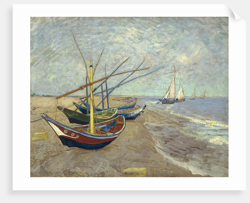 Fishing Boats on the Beach at Les Saintes-Maries-de-la-Mer by Vincent Van Gogh