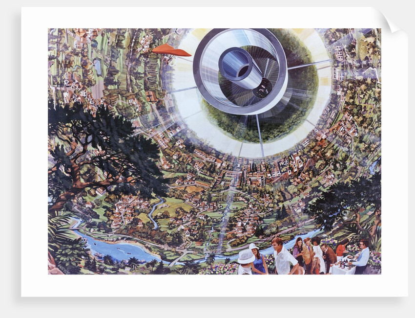 Interior view of a Bernal Sphere space colony for 10,000 people by Anonymous