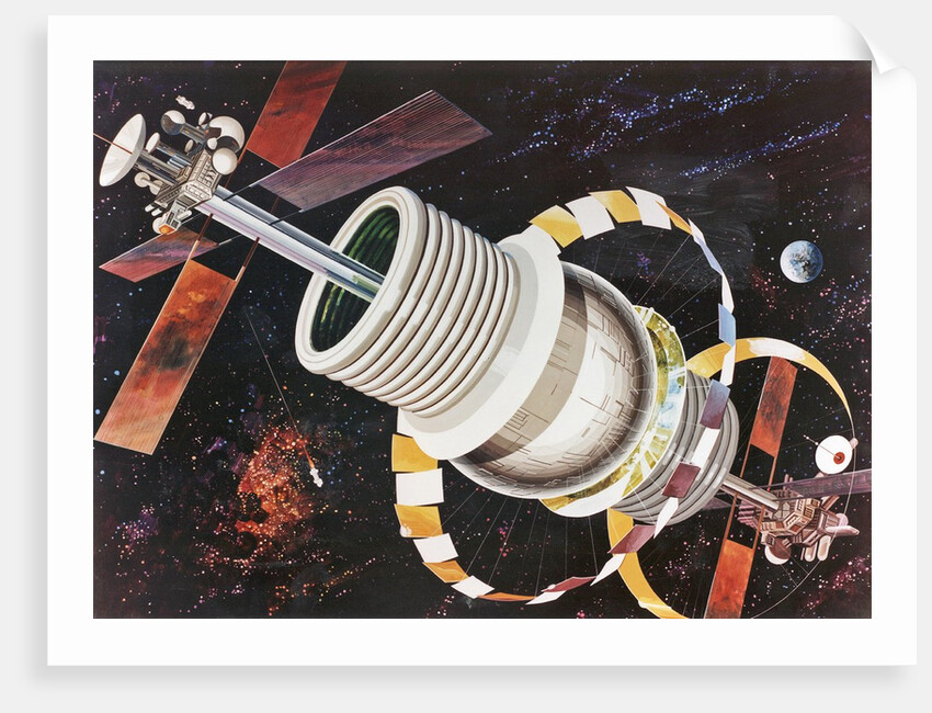 Exterior view of a Bernal Sphere space colony for 10,000 people by Anonymous