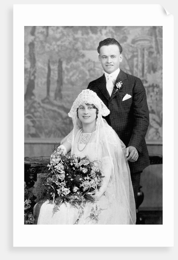 Wedding portrait of young couple, ca. 1924 by Anonymous
