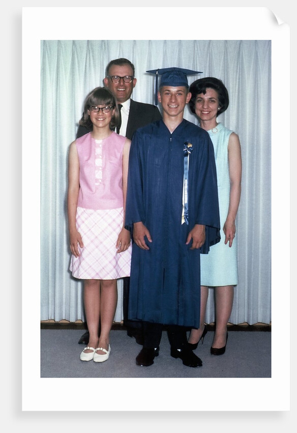 Eighth grade graduate with parents and sister, ca. 1967 by Anonymous