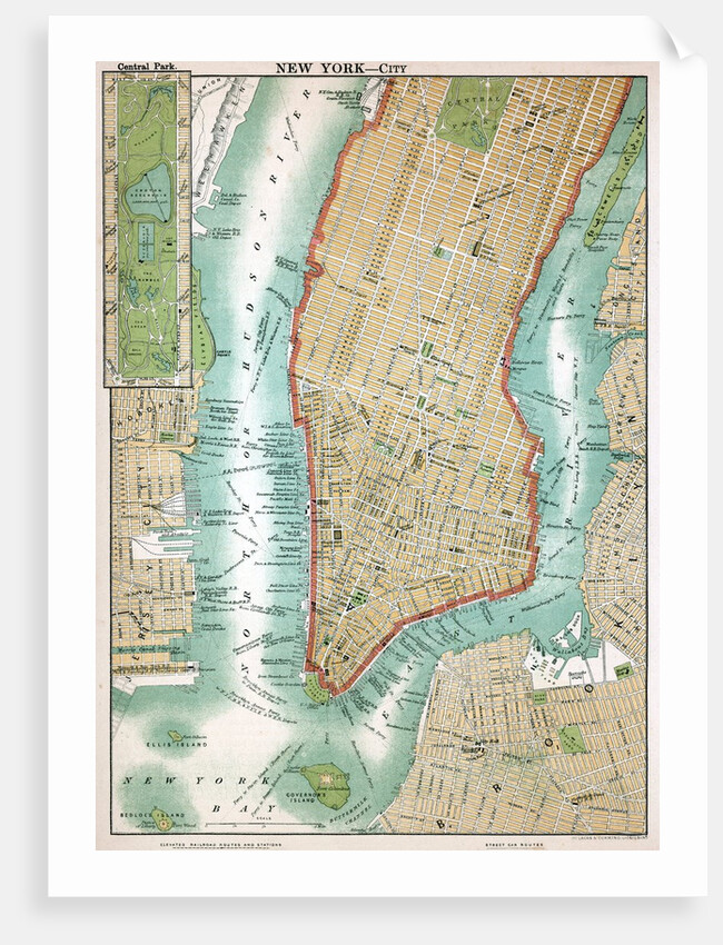 Map of lower Manhattan and Central Park by Anonymous