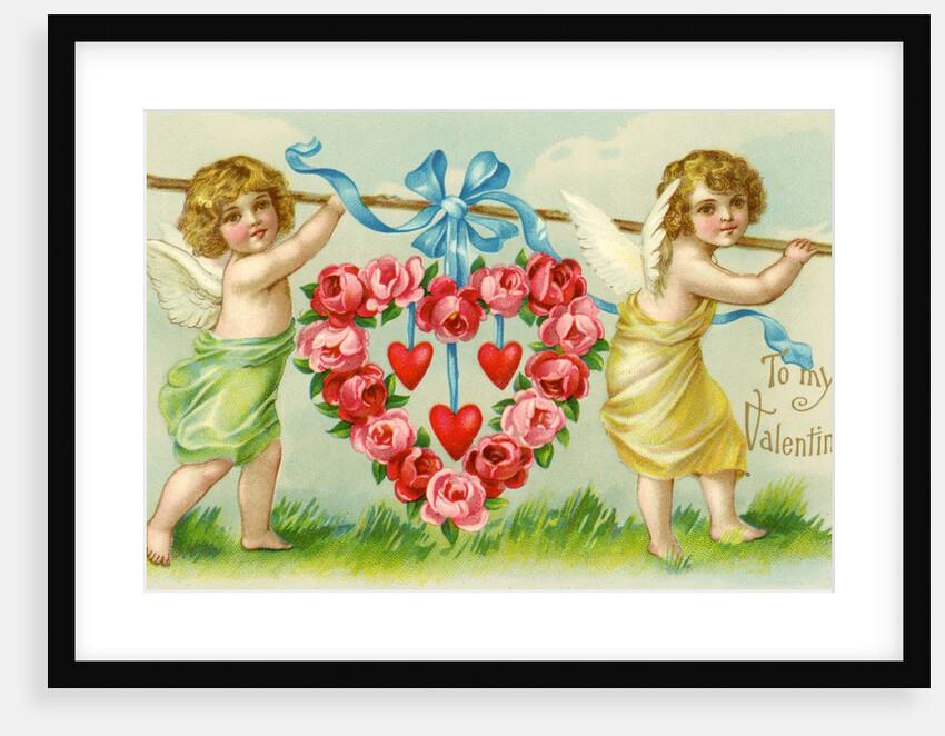 Valentine with two cherubs by Anonymous