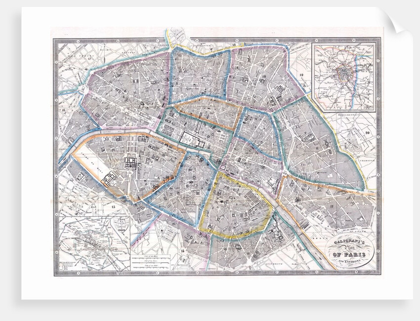Galignani's Plan of Paris and Environs by Antonio Galignani