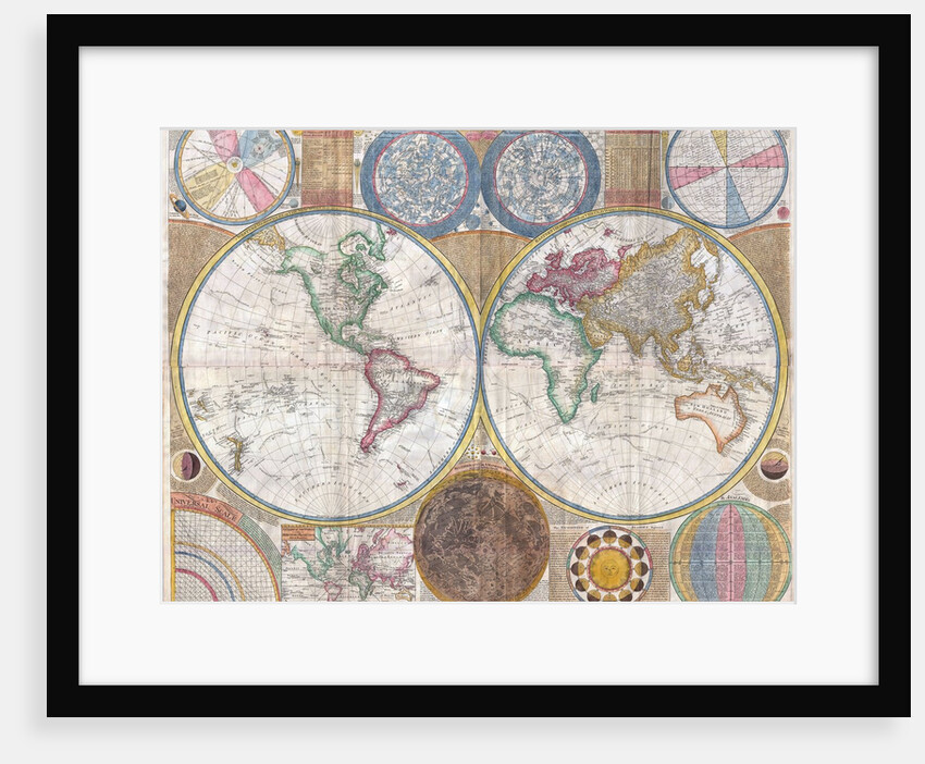 Double hemisphere wall map of the world by Samuel Dunn