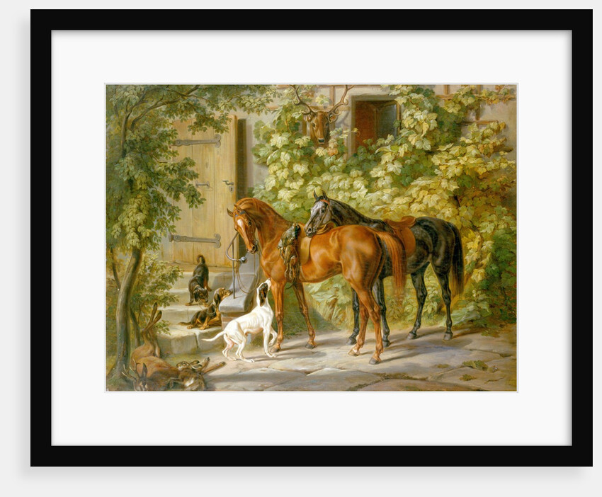 Horses at the Porch by Albrecht Adam