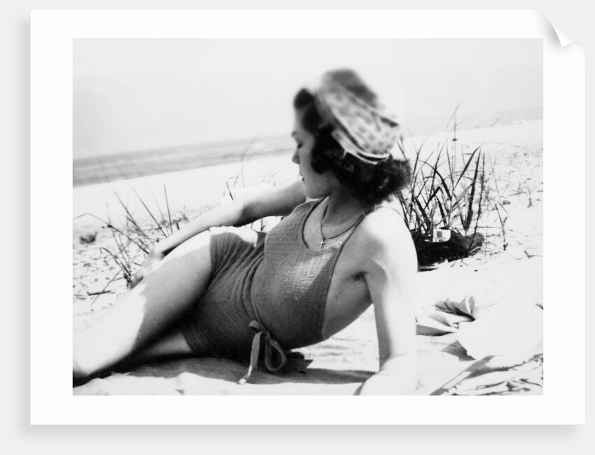 Young woman at the beach, ca. 1938 by Anonymous
