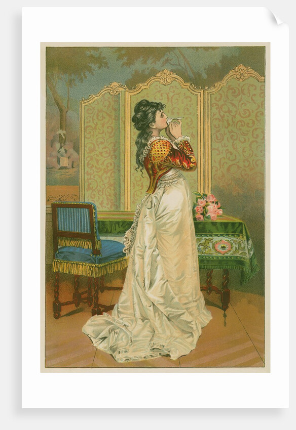 Woman kissing love letter by Anonymous