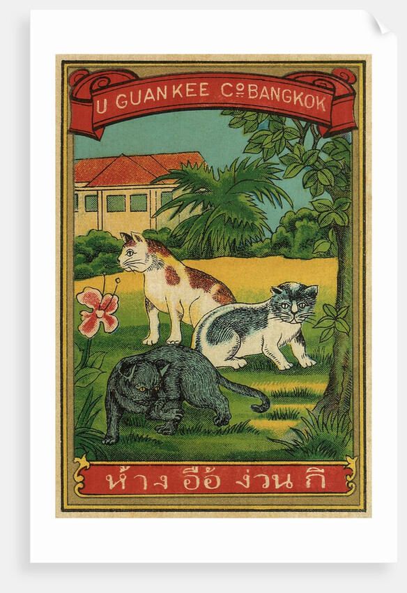 Thai cotton label with cats by Anonymous