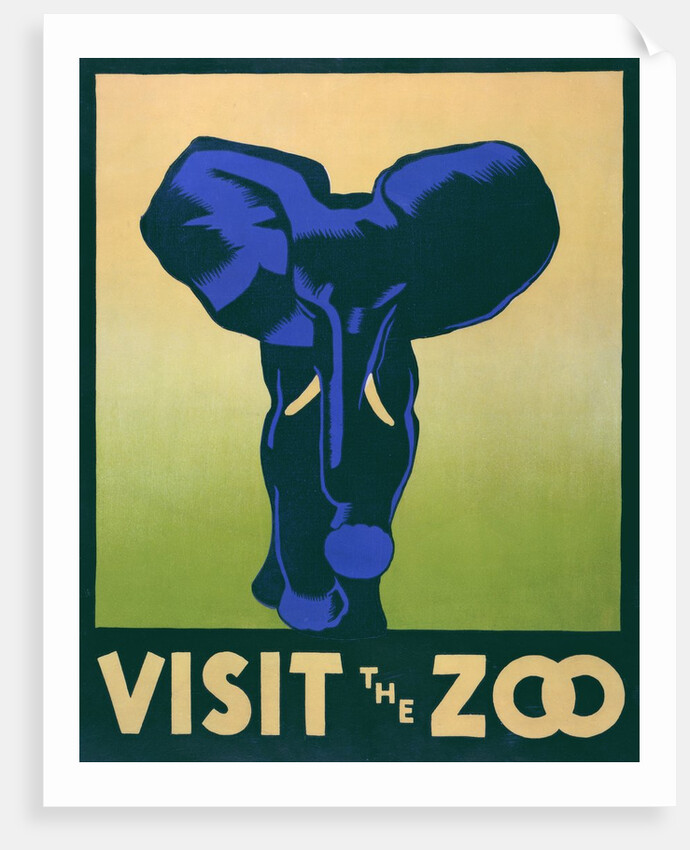 Visit the Zoo poster with elephant by Anonymous