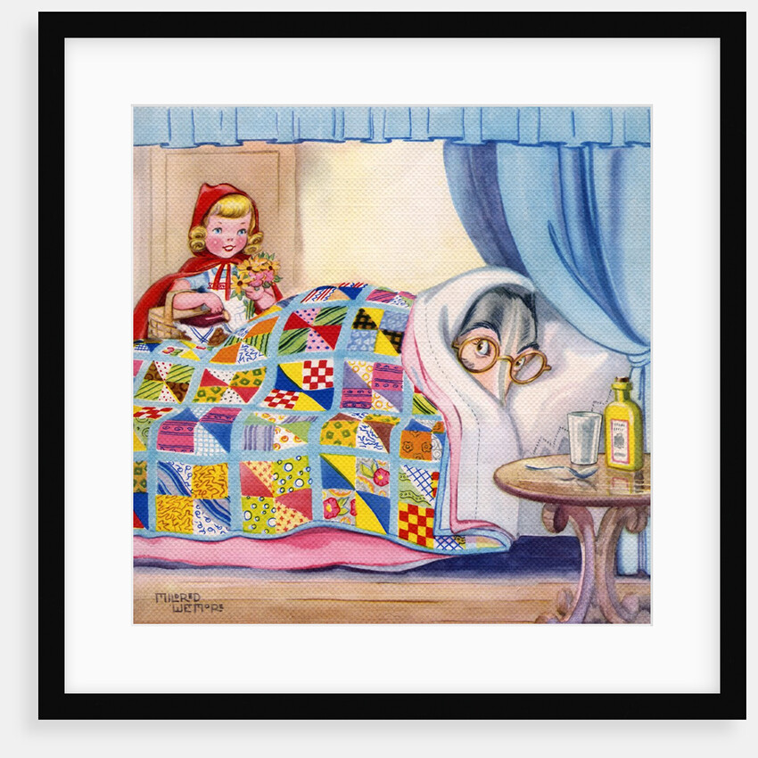 Big Bad Wolf hiding in grandmother's bed by Anonymous