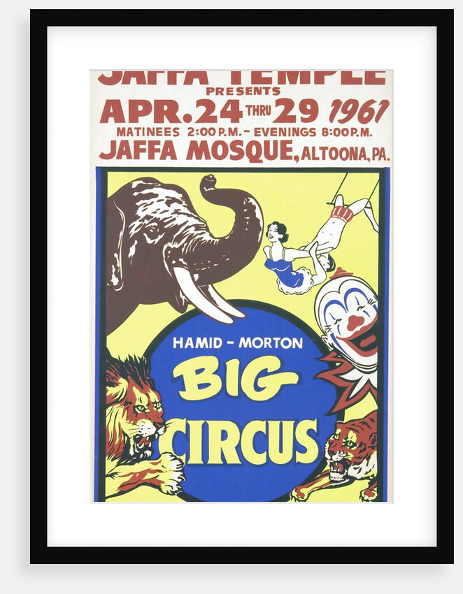Vintage circus poster with animals and clown by Anonymous