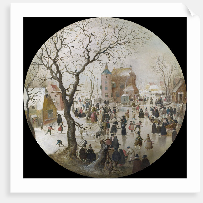 A Winter Scene with Skaters Near a Castle by Hendrick Avercamp