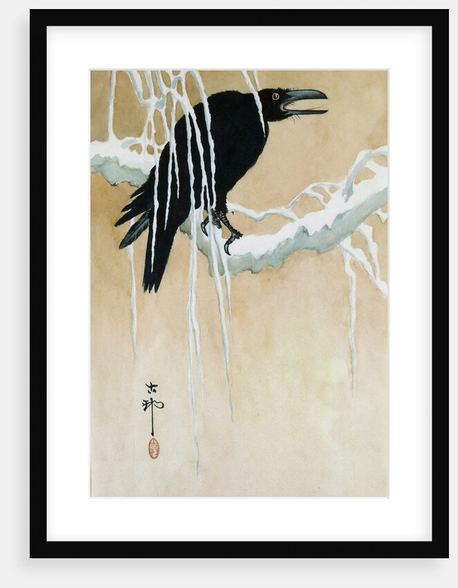 Raven on a Snowy Branch by Koson Ikeda