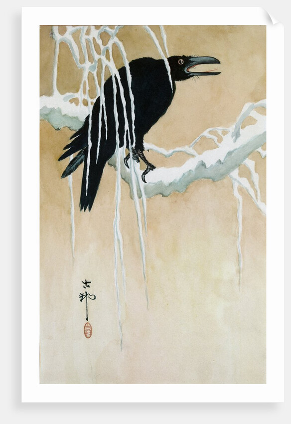 Raven on a Snowy Branch by Koson Ikeda