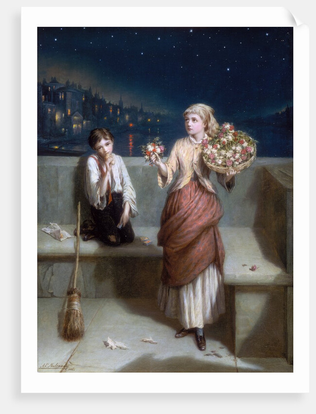 A London Crossing Sweeper and Flower Girl by Augustus Edward Mulready