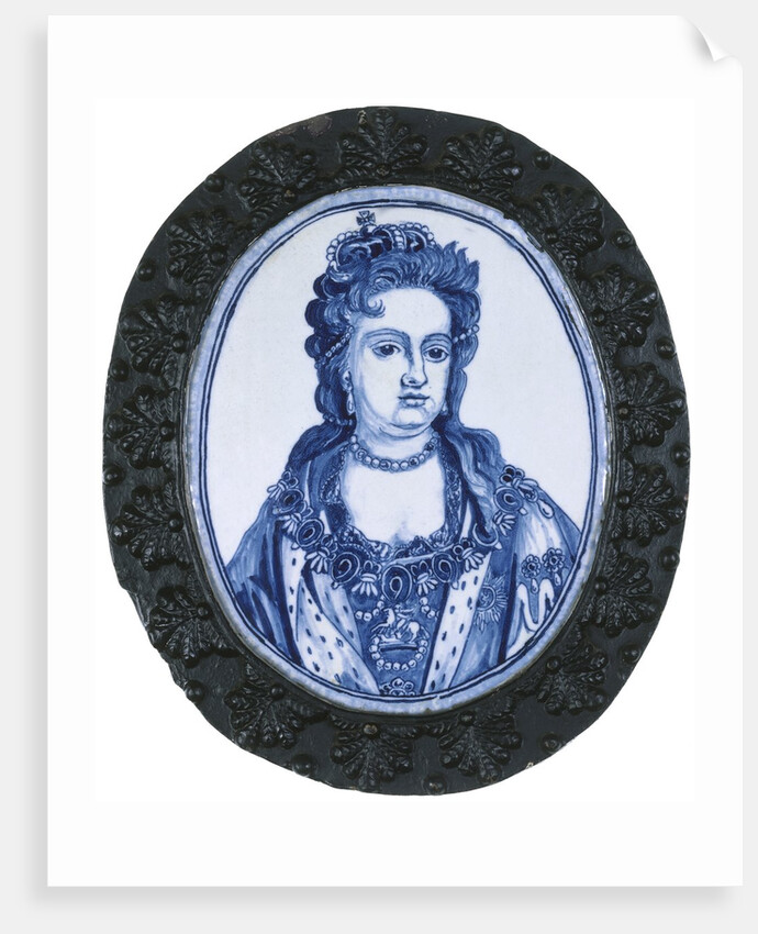 Delft plaque portraying Queen Anne by Anonymous