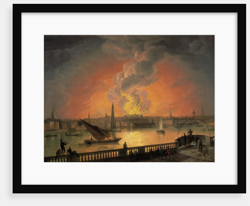 The Burning of Drury Lane Theatre from Westminster Bridge by Thomas Luny