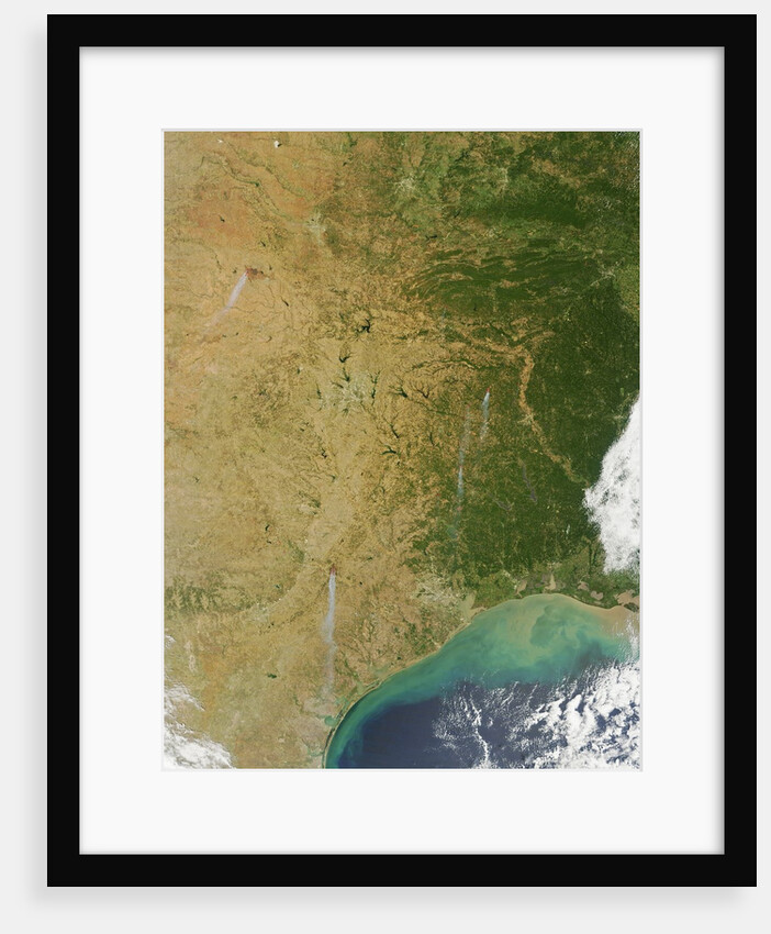 Satellite View of Fires in Texas and Oklahoma by Anonymous