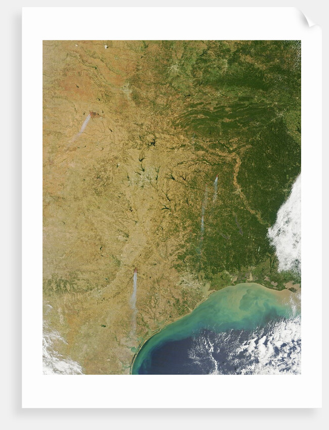 Satellite View of Fires in Texas and Oklahoma by Anonymous