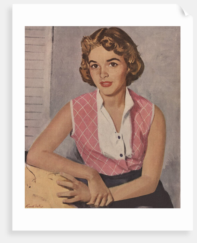 Young woman in pink blouse by Anonymous