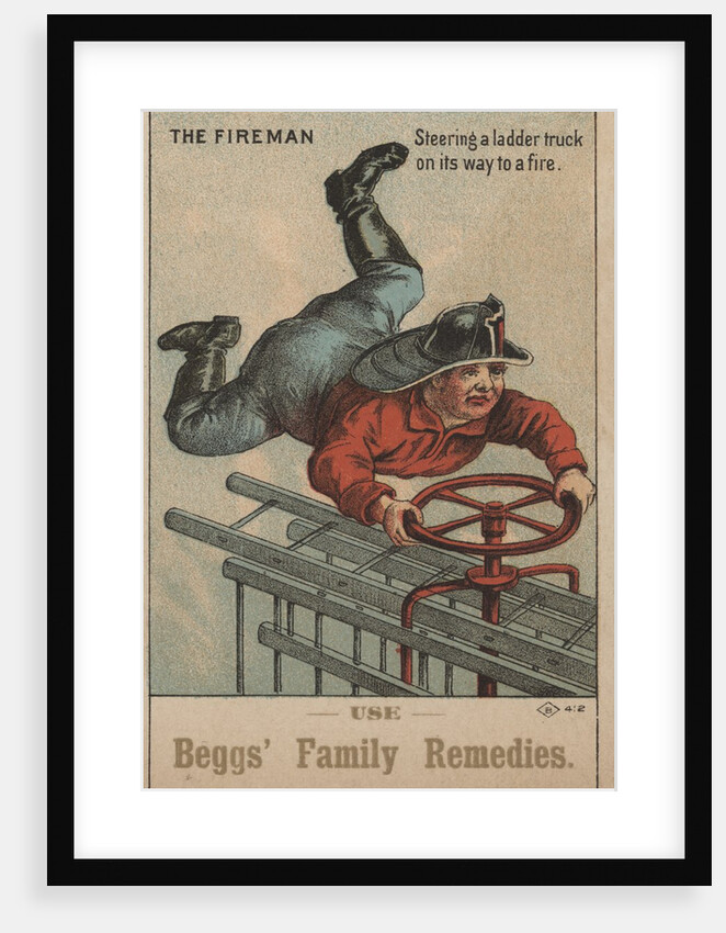 The Fireman: Steering a ladder truck on its way to a fire by Anonymous