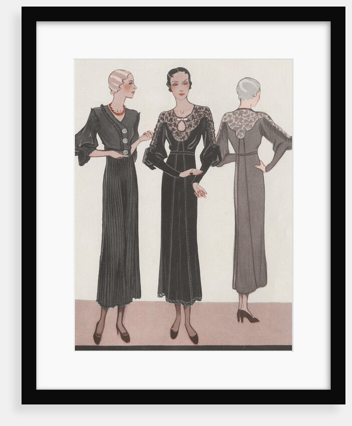 Three women in 1930's fashion by Anonymous