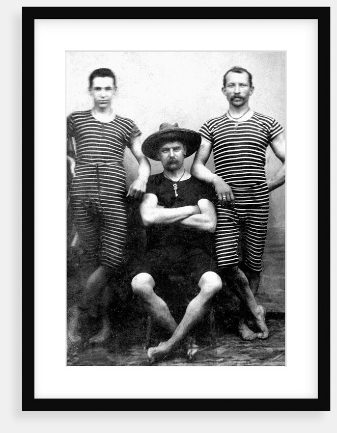 Three men are ready to swim, ca. 1885. by Anonymous