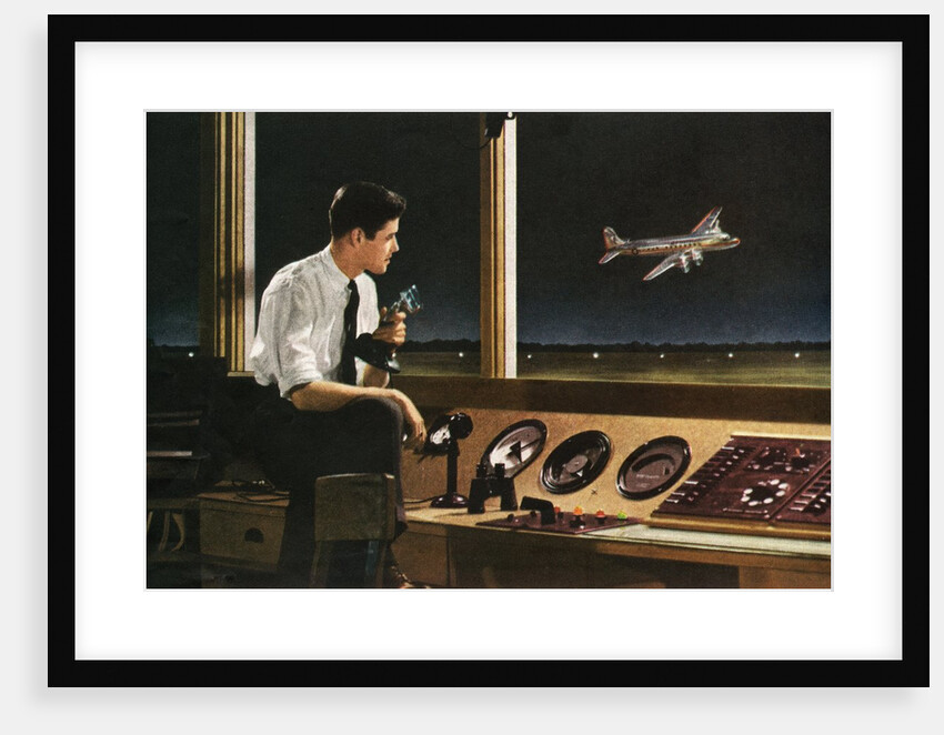 Air traffic controller at work by Anonymous
