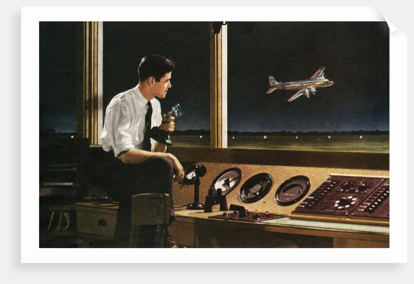 Air traffic controller at work by Anonymous