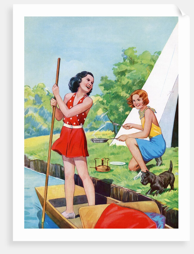 Two young girls camping by Anonymous